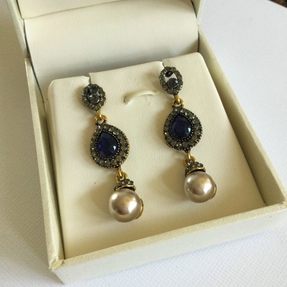 Vtg Style Boho Ethnic Water-drop Crystal Rhinestone Faux Pearl Dangling Earrings - Picture 12 of 14